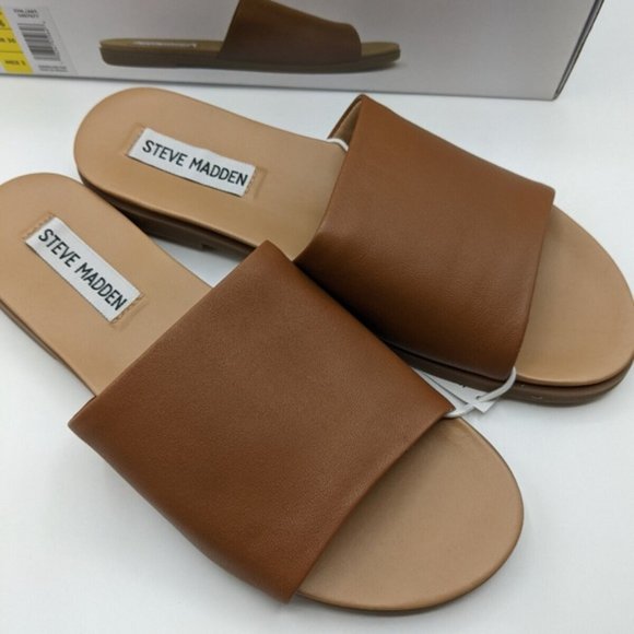 Ladies Tan Leather Sandals Slippers - Picture 3 of 4